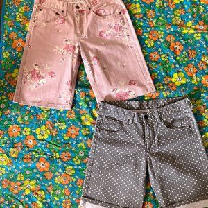 Garnet Hill Floral Dot Denim Shorts Lot size 6